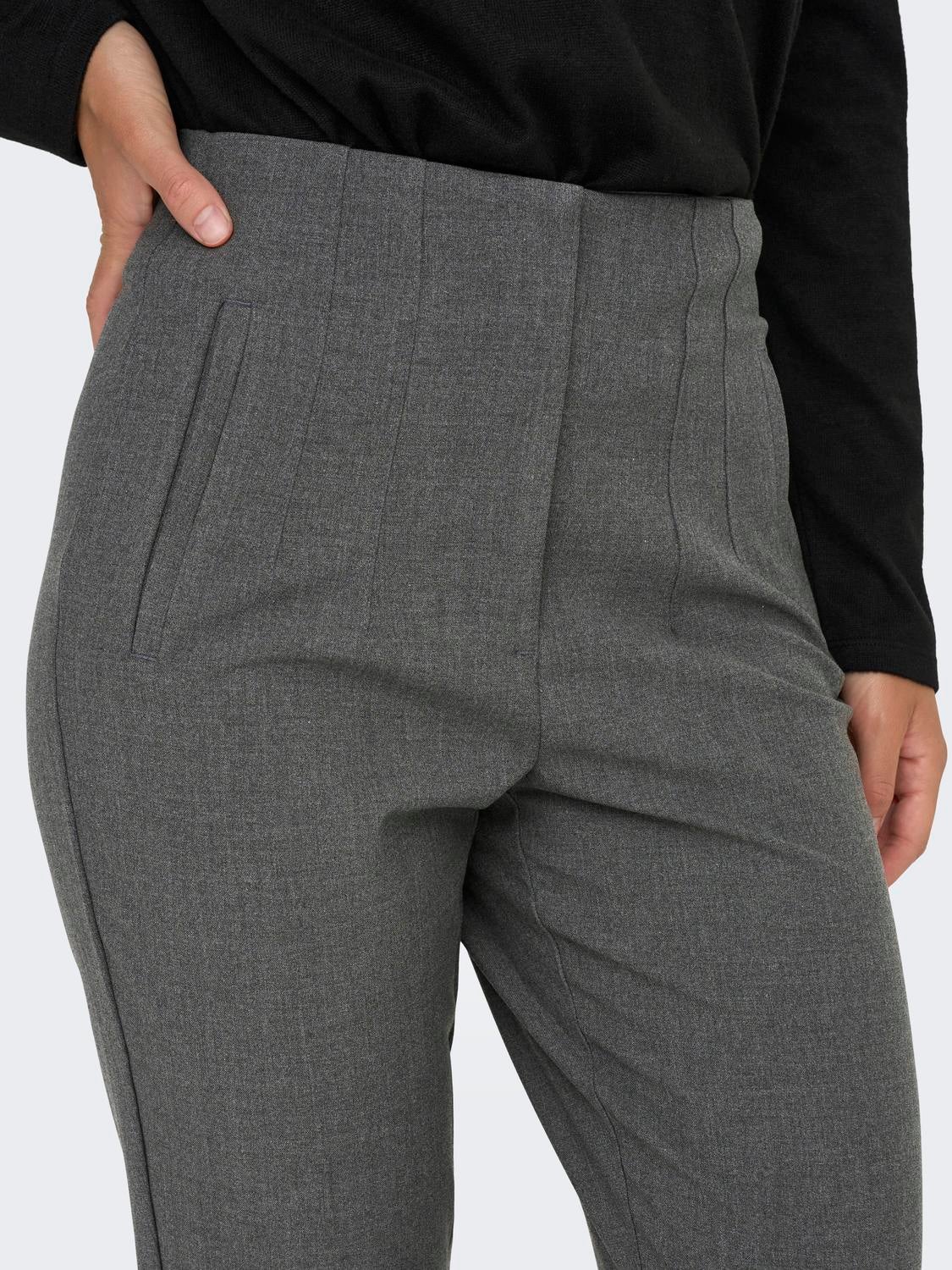 JDYSIENNA Hohe Taille Normal geschnitten Hose Dark Grey