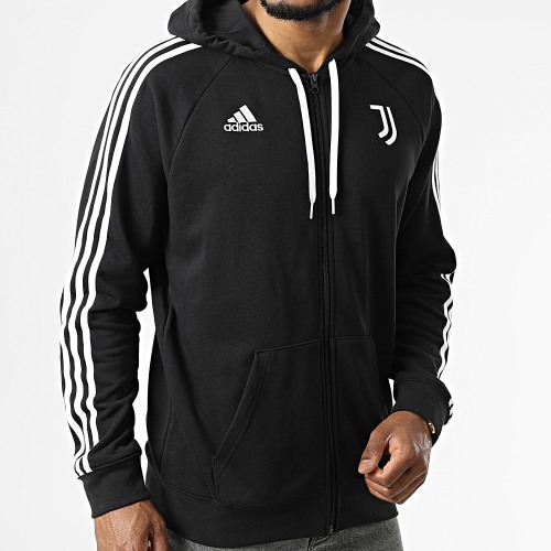 Sweat Zippé Capuche A Bandes Juventus DNA HD8875 Noir