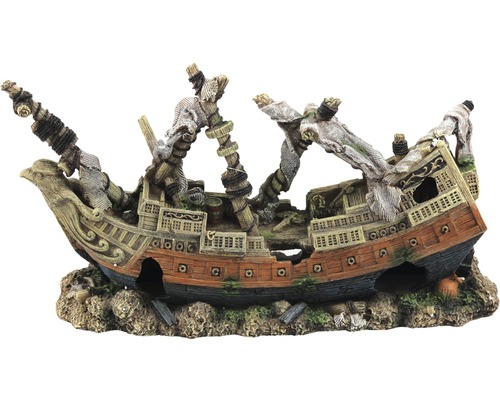 Aquariumdecoratie Aquatlantis gezonken schip klein 46x15x24 cm