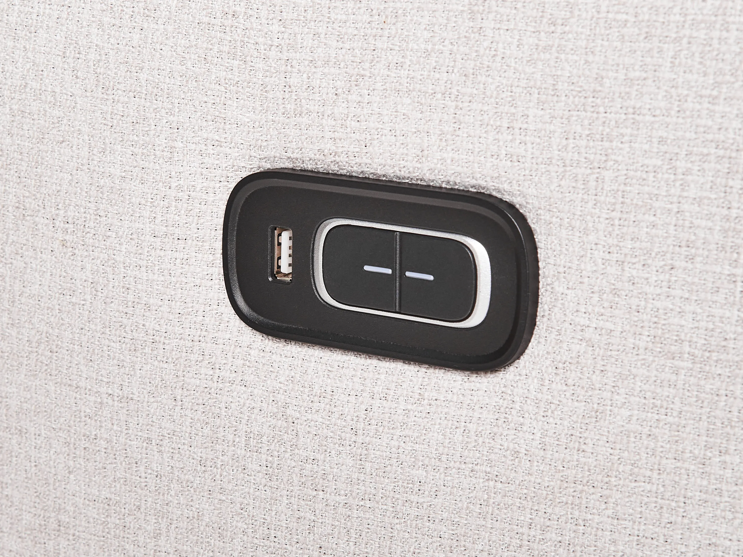 Handmatig verstelbare hoekbank 5-zits ROKKE Stof Lichtbeige met USB-poort linkszijdig