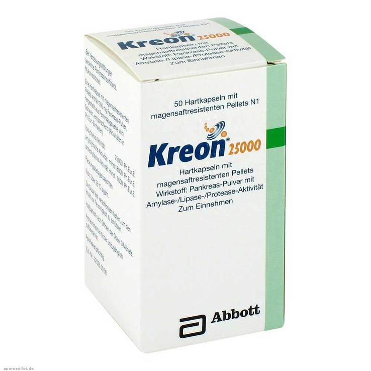 Kreon 25.000 Hartkapseln mit magensaftresistent überzogene Pellets, 50 St