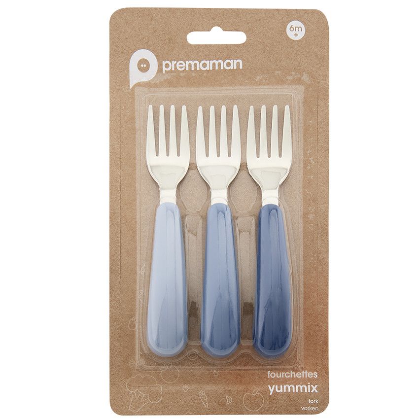 Lot de 3 fourchettes en métal Yummix Bleu - Ecru
