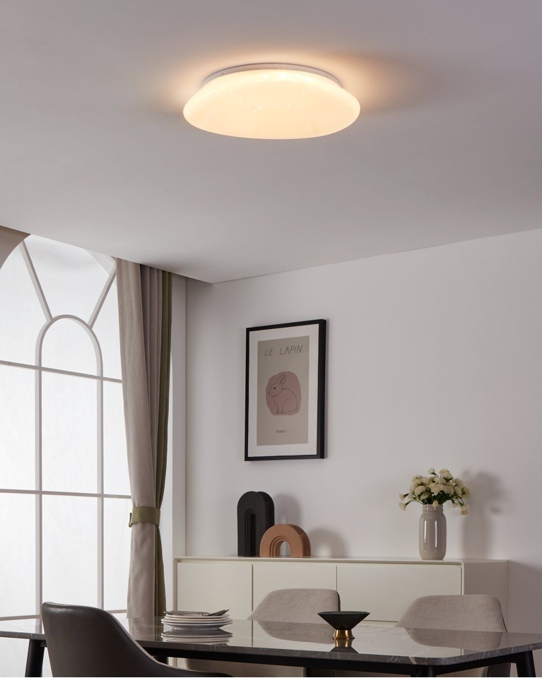 EGLO - Sileras-Z plafond hvid m/krystaleffekt Ø43 - RGB + TW - Zigbee, Bluetooth