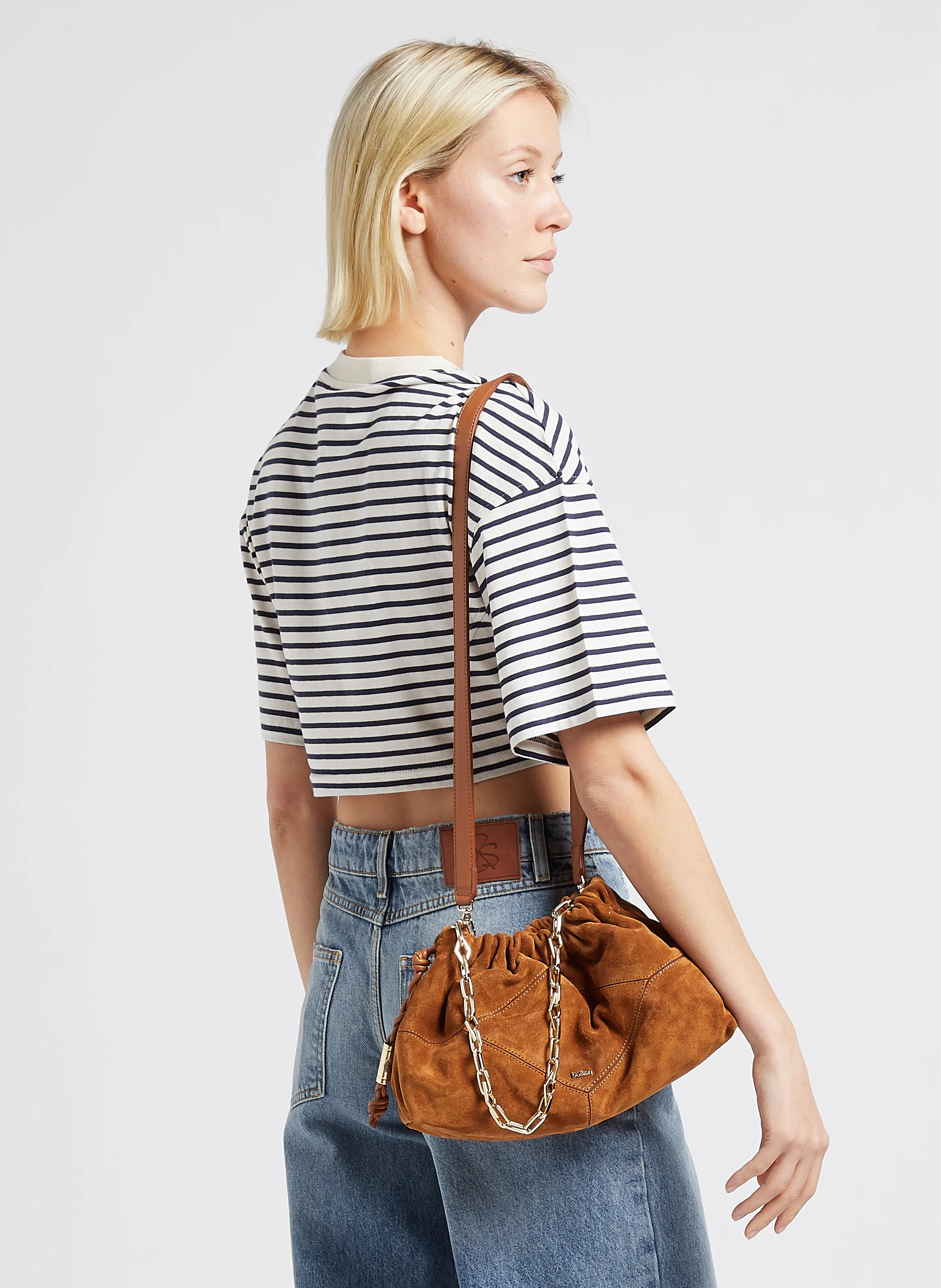 JUNE - Sac bandoulière en cuir velours | Marron