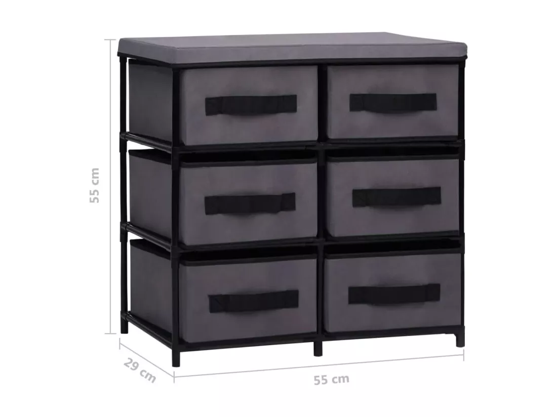 Armoire de rangement à 6 tiroirs 55x29x55 cm Gris Acier