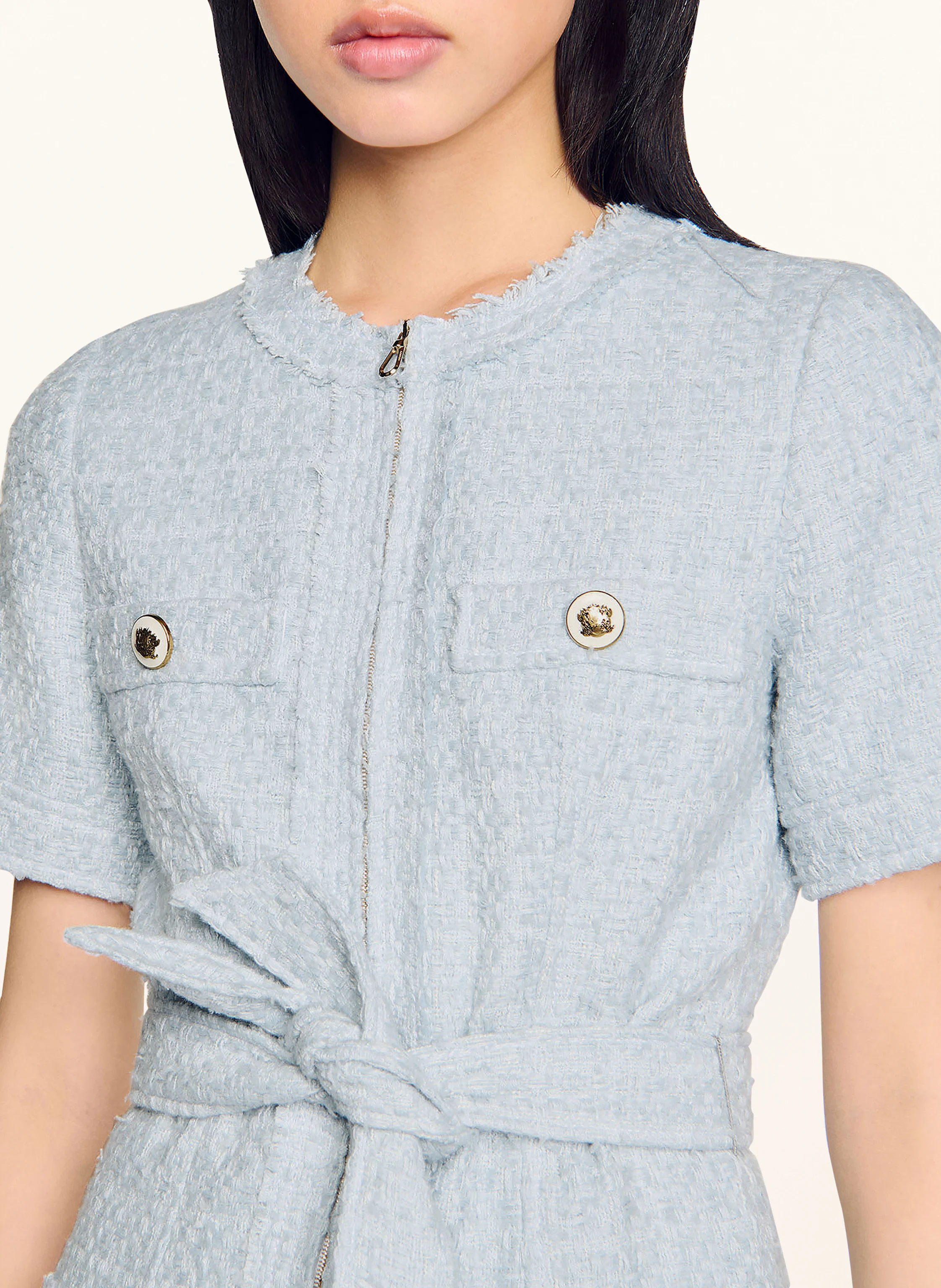 SANDRO Tweed-Kleid