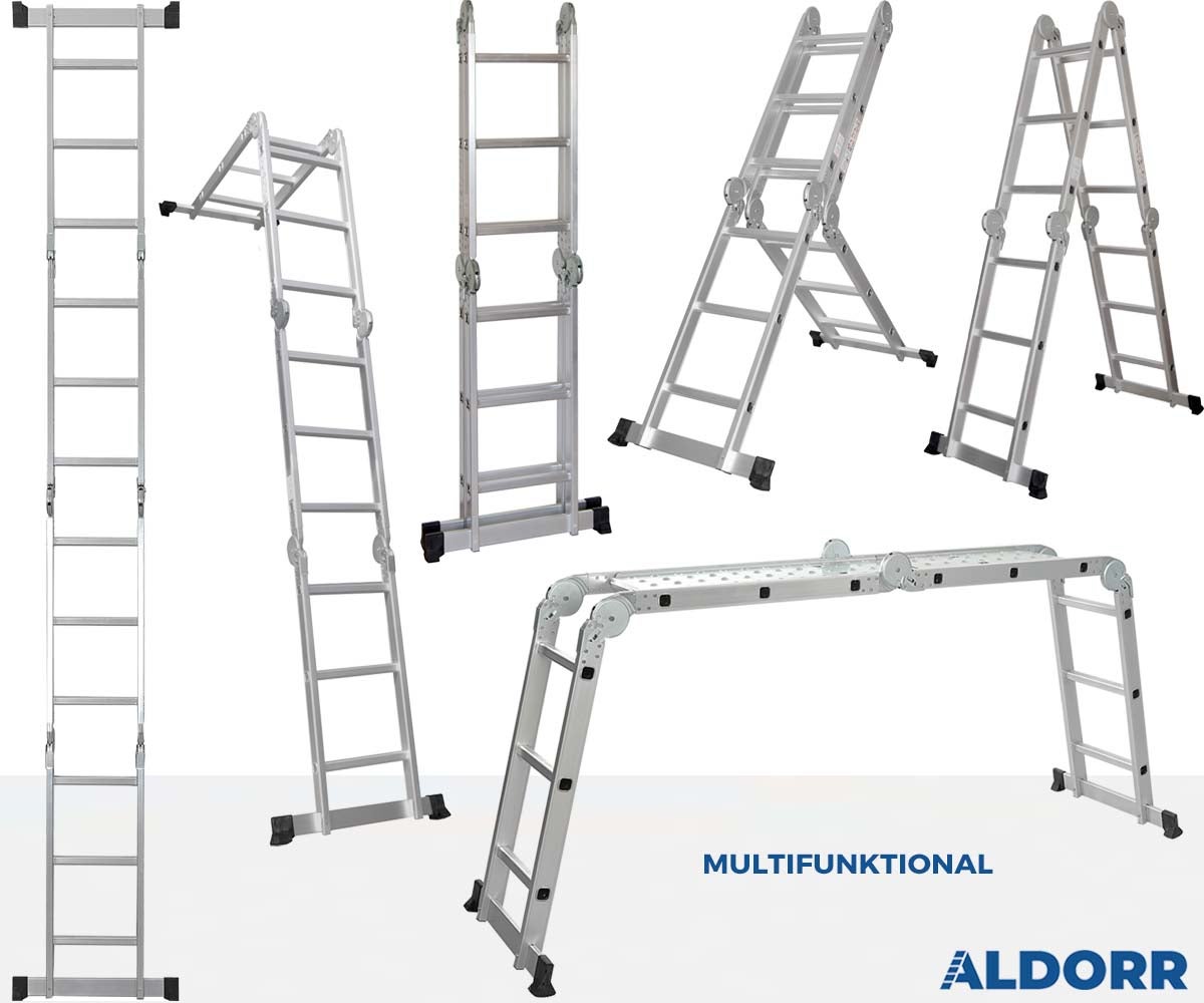 ALDORR Home - 4x3 opvouwbare ladder met platform van hoogwaardig aluminium - Multifunctionele ladder - Veilig en betrouwbaar (EN131)