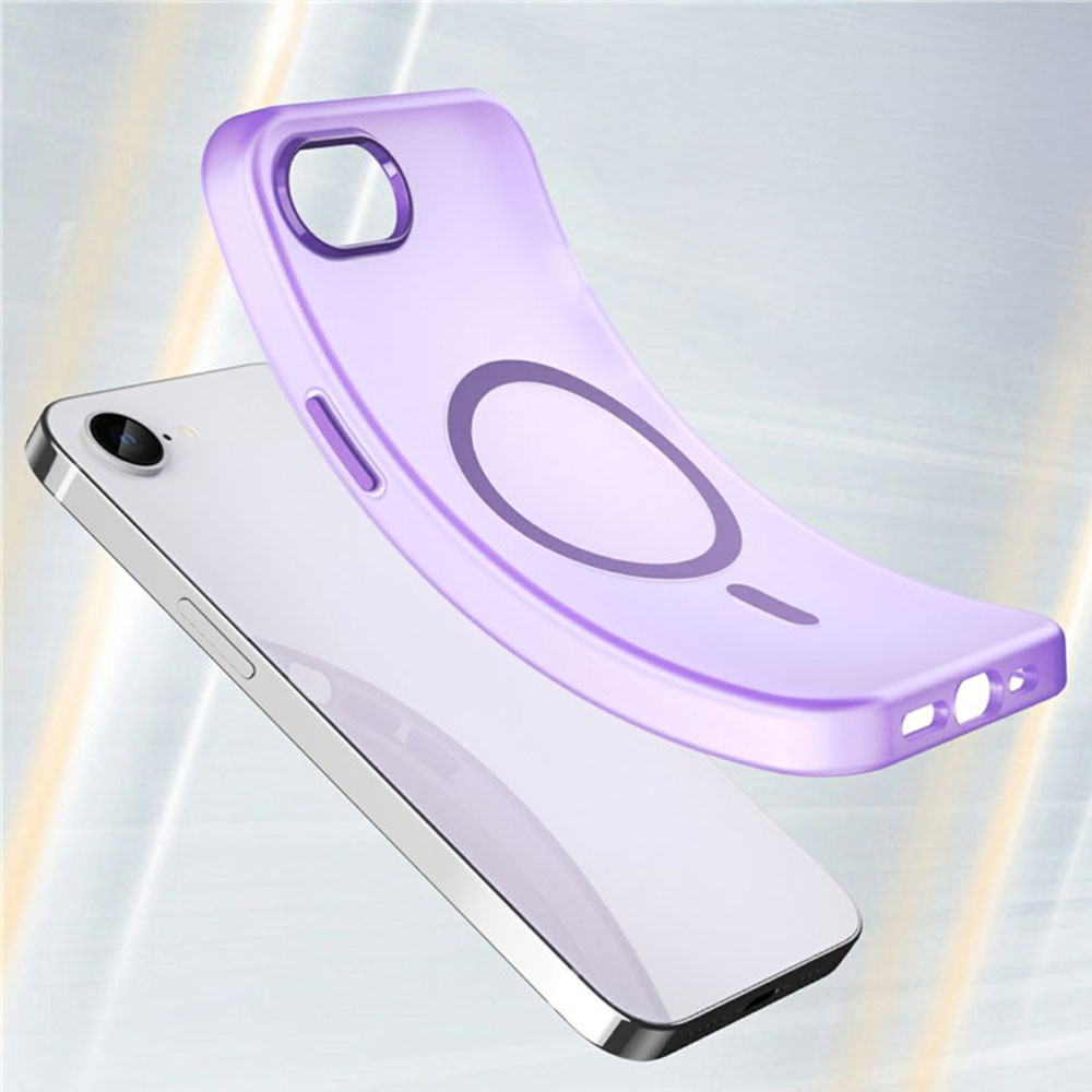 iPhone 16e MagSafe Hybrid Hülle TPU Bumper Slim Design Matt - Lila / Transparent