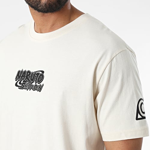 Tee Shirt Oversize Large Logo Beige Chiné Noir