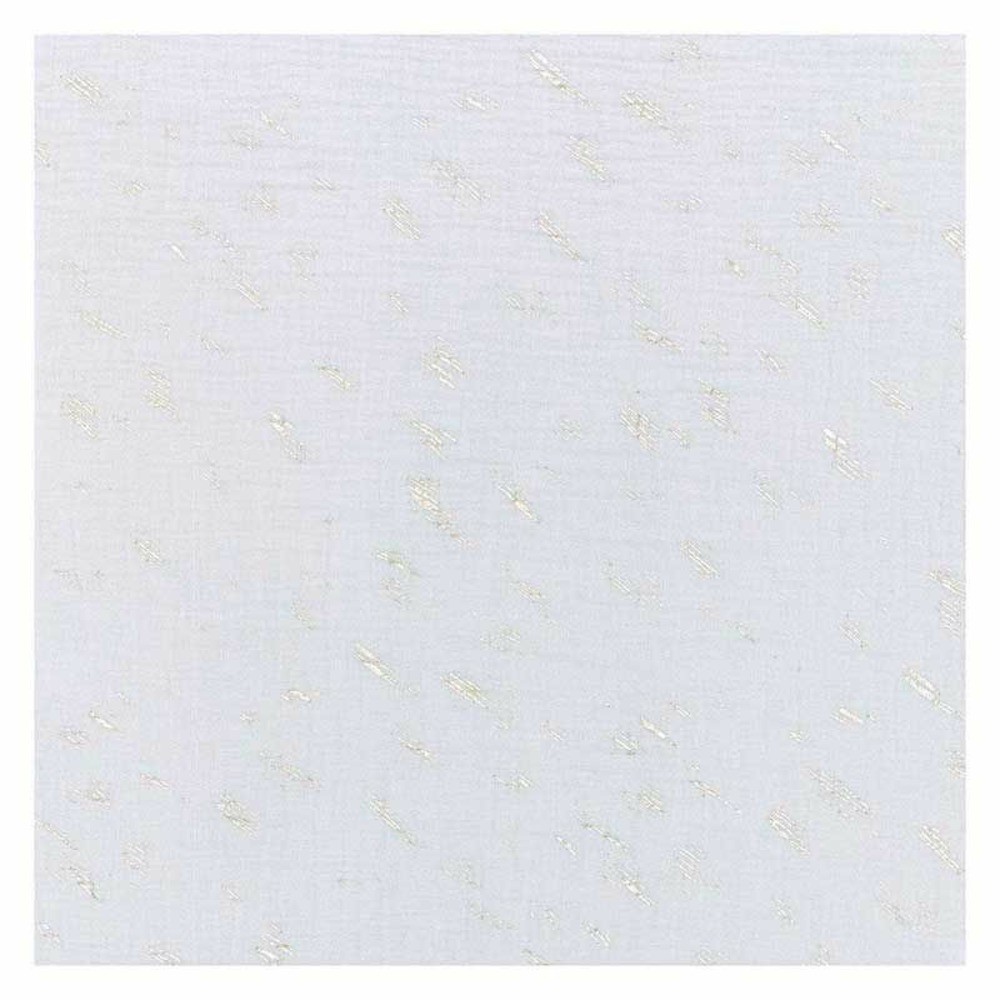 Tissu double gaze de coton 50 x 130 cm - 130 g / m² - gris clair et hot foil
