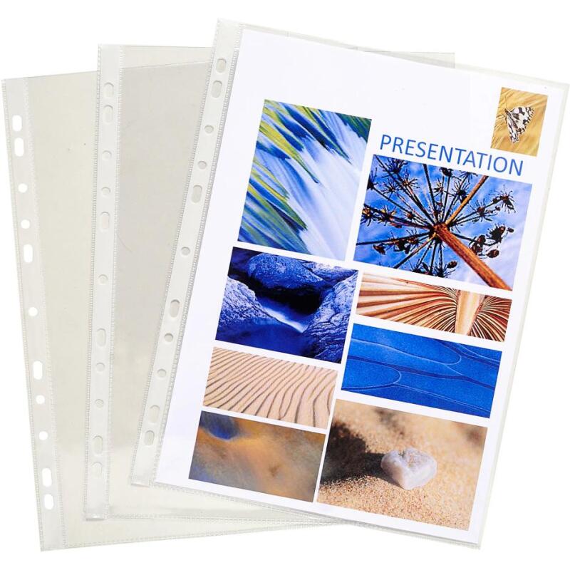 Sachet de 10 pochettes perforées - PVC lisse - A4 - Cristal