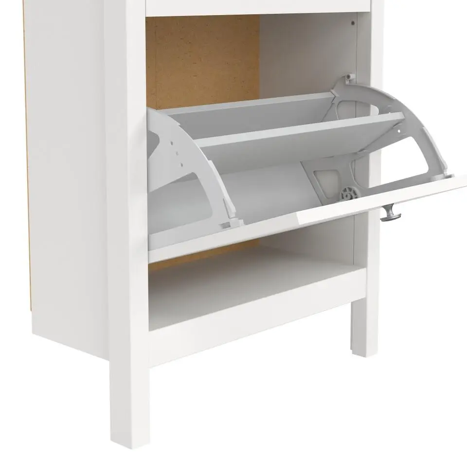 Hioshop Madrid schoenenkast 2 kleppen wit