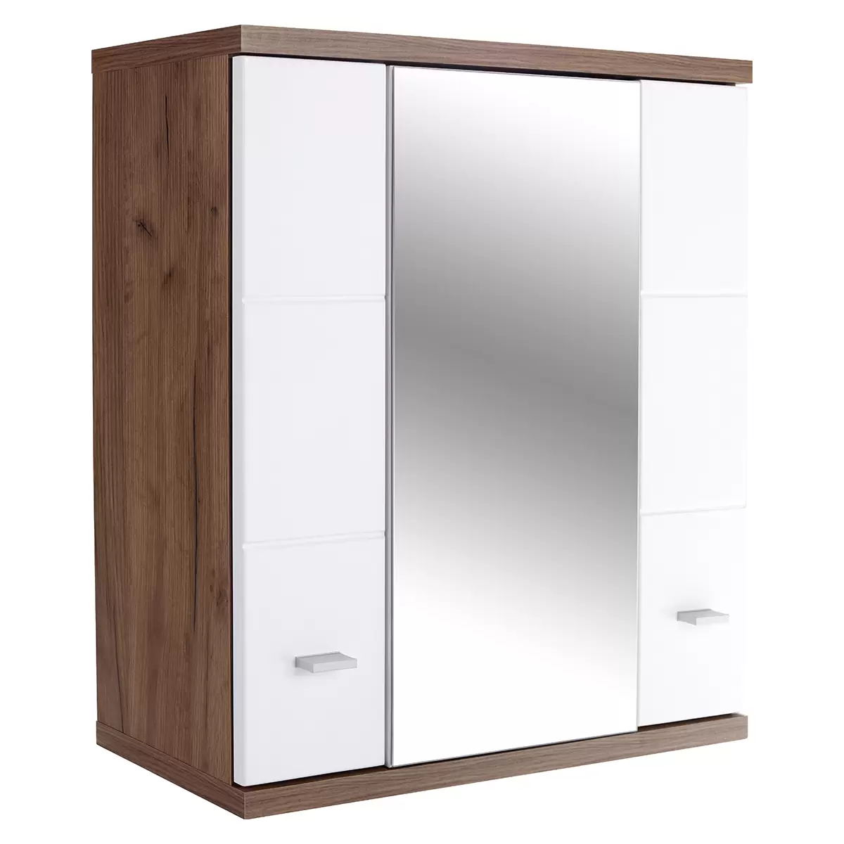 Spiegelschrank Bari dunkelbraun,weiss,Chrom,Eiche