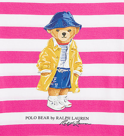 Polo Ralph Lauren T-Shirt - Pink/Weiß gestreift m. Kuscheltier