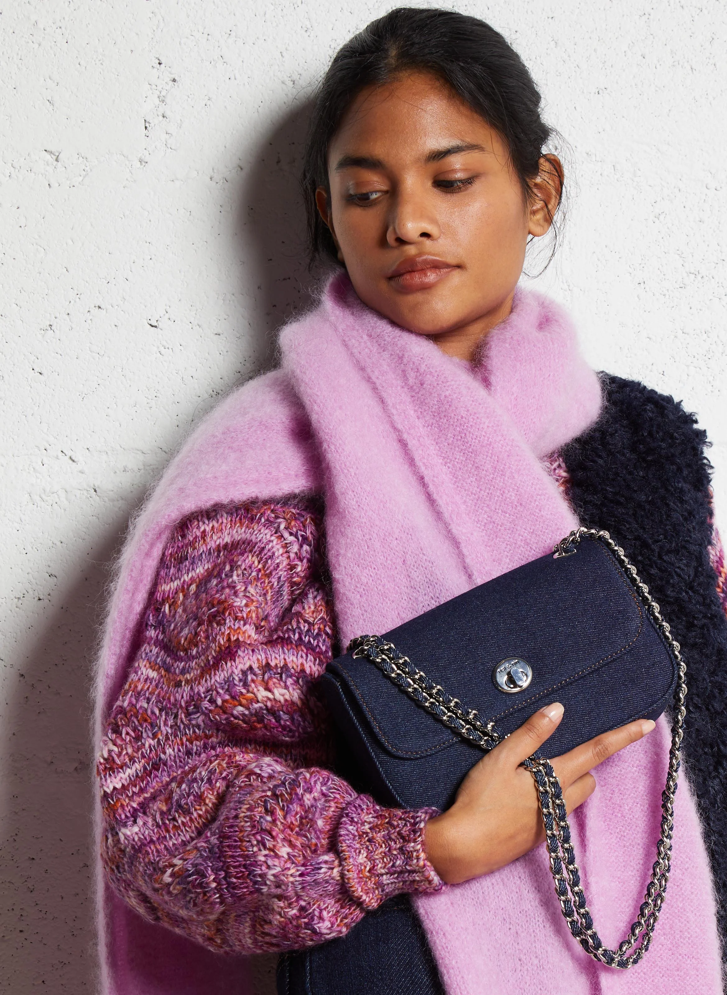 MINI GRACE DENIM - Sac porté épaule en coton | Bleu