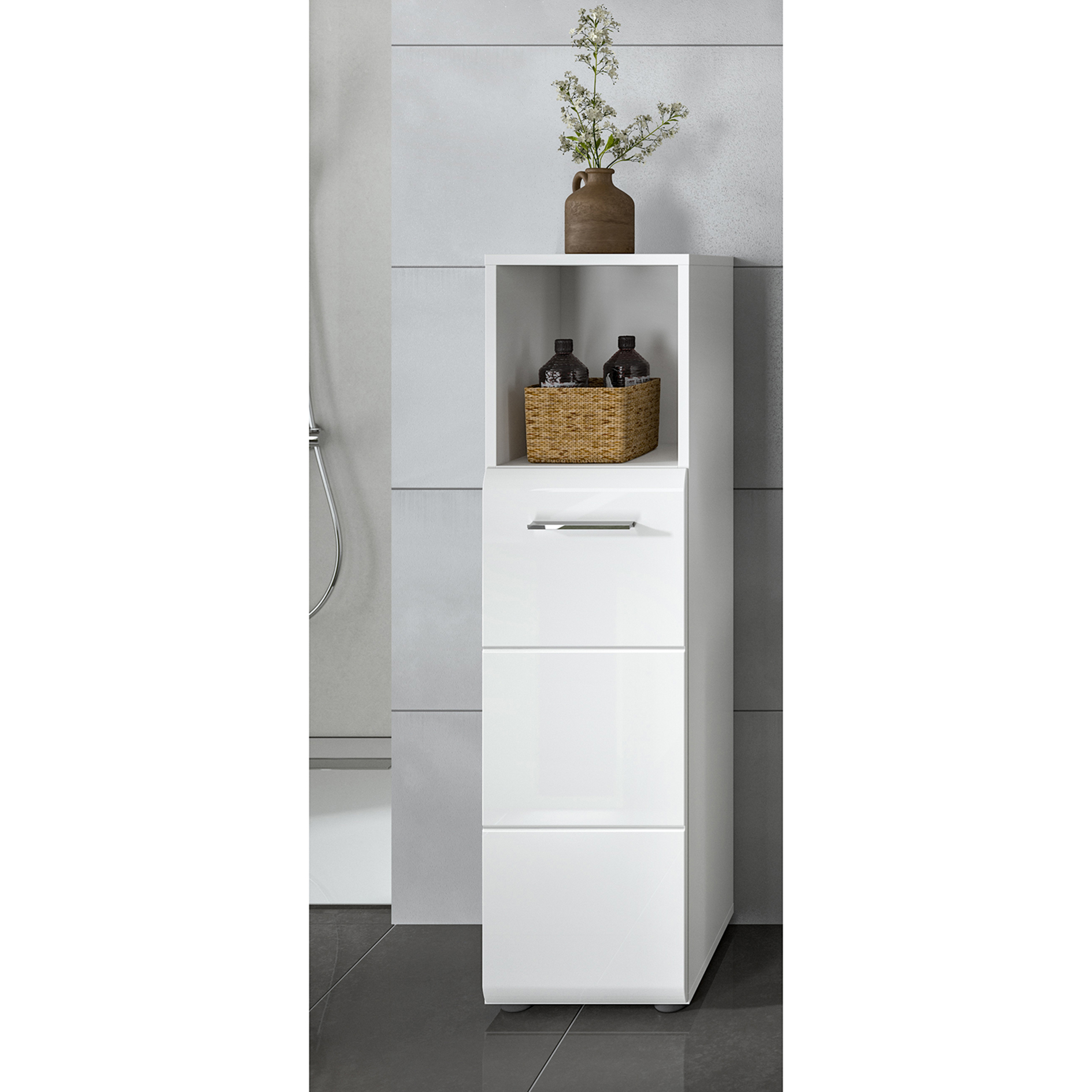 Standschrank ICE-weiß Hochglanz - 110 cm hoch