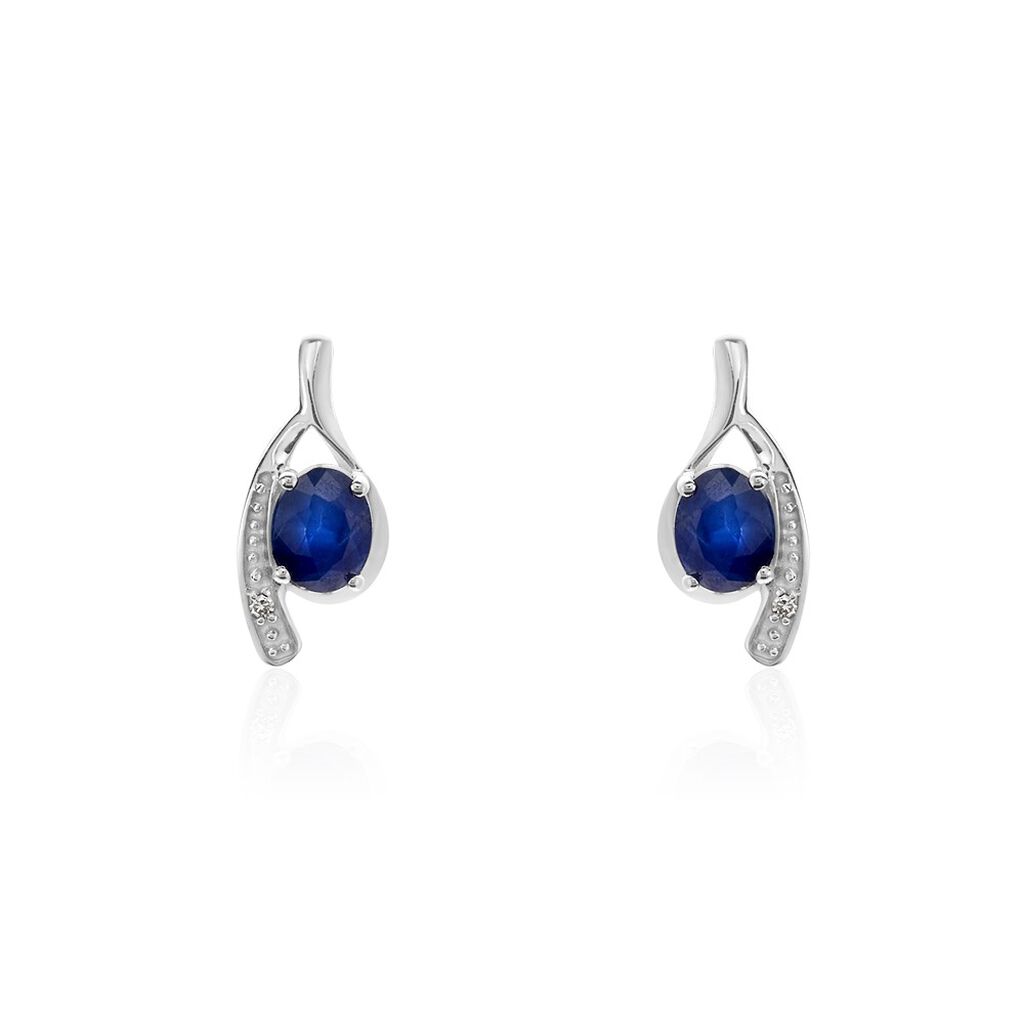 Bijoux D'oreilles Emotion Or Blanc Saphir Diamant