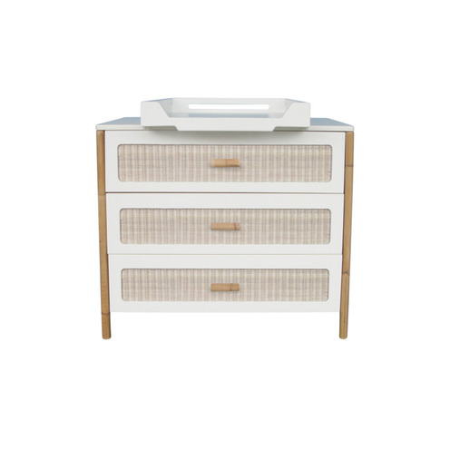 Commode 3 tiroirs Cannage Tressage Rotin OCEANIA Neige - THEO