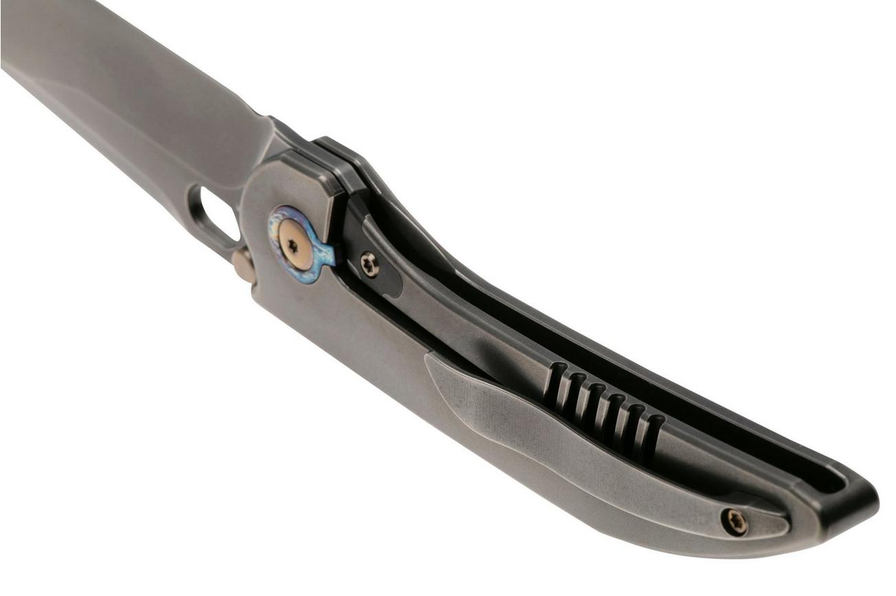 WE Knife Attor WE23037B-1 Polished Gray CPM 20CV, Gray Titanium zakmes, Dalibor Bergam design