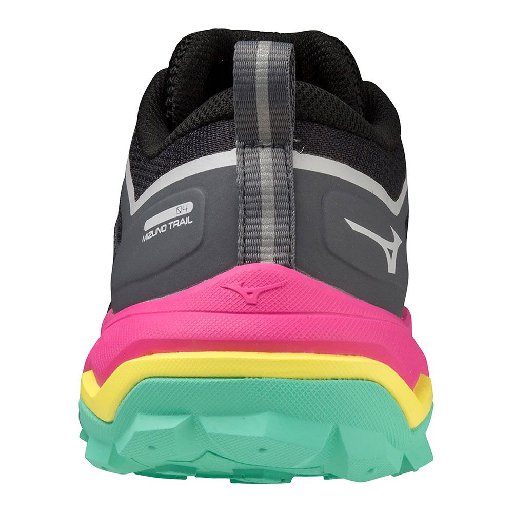 Mizuno WAVE IBUKI 4 - Chaussures trail Femme iron gate/blaz.yellow/fuchsia fed