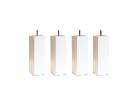 SOMEO - Pied carré bois (lot de 4) blanc 15 cm