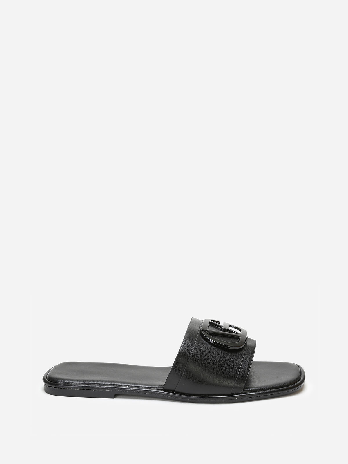 Mules carrées à boucle métallique- Noir