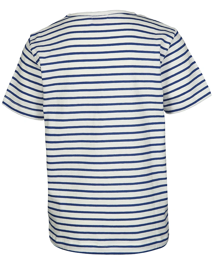 T-Shirt SLOGAN gestreift in weiß/royalblau