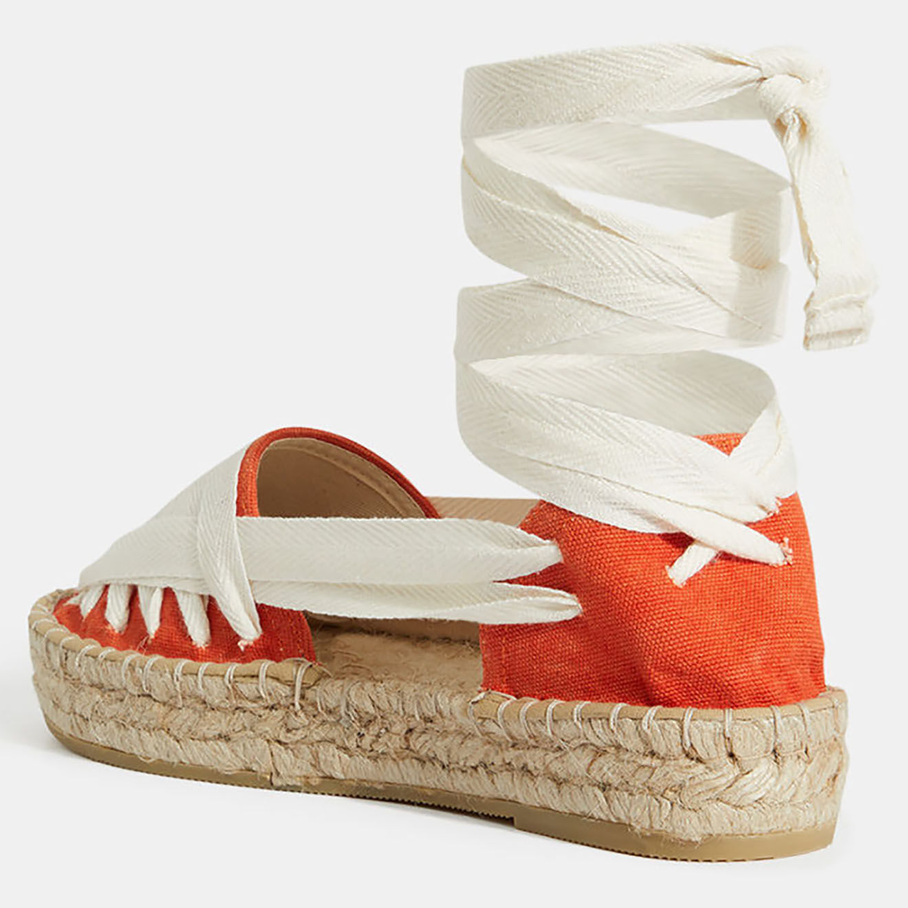 Galeries Lafayette Espadrilles en coton bio liens écru/orange