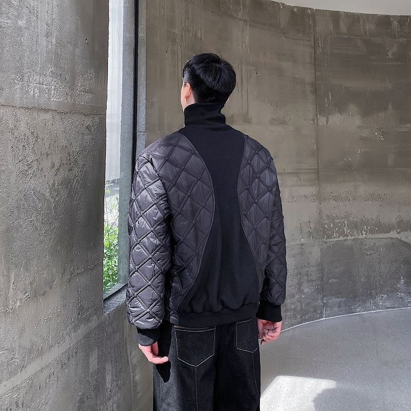 Omozando - Sweatshirt met col en effen gewatteerd paneel