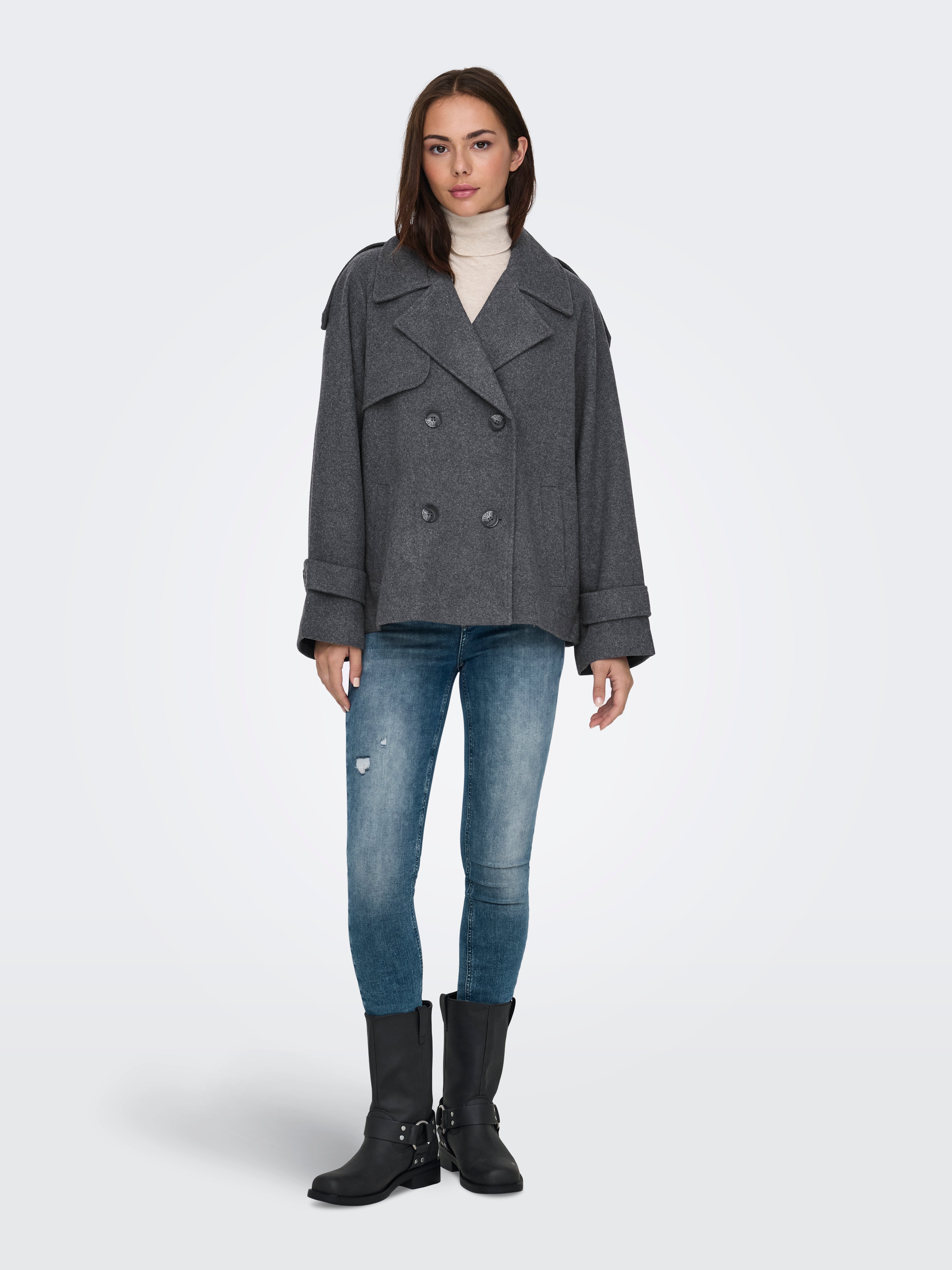 ONLMAISY Trenchcoat Dark Grey Melange