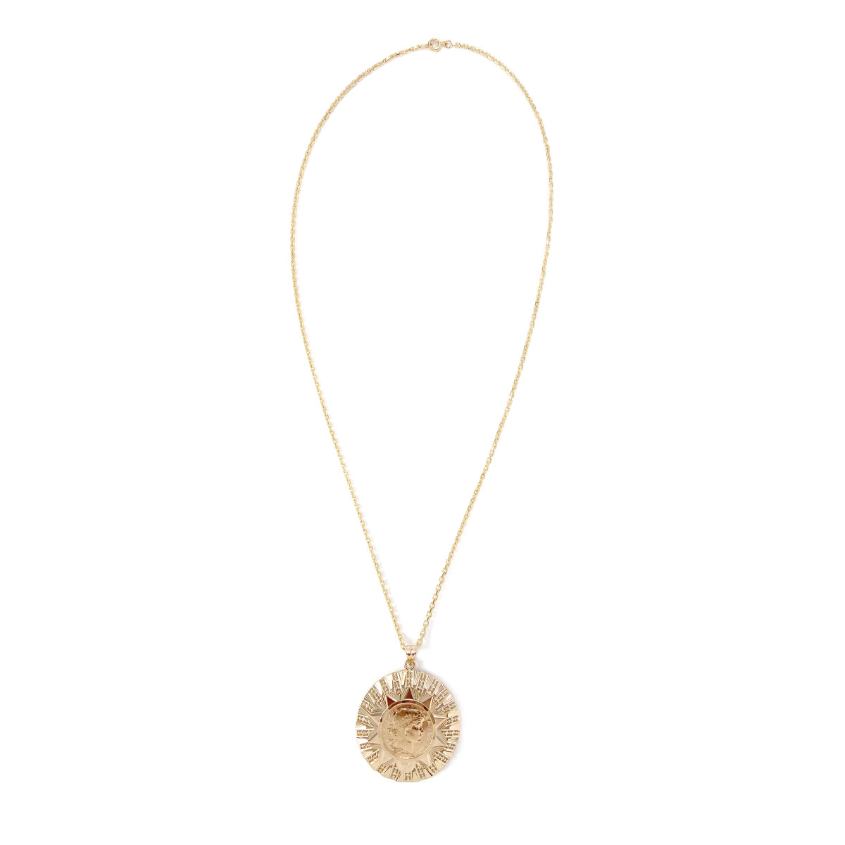 Collier or 750 jaune pendentif piece république française
