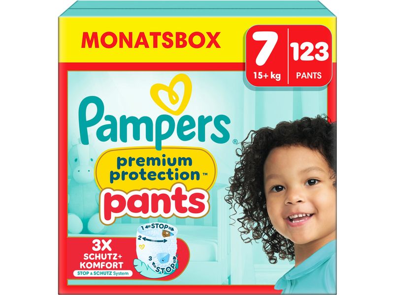 Pampers Windeln Premium Protection Pants Extra Large Grösse Monatsbox 17  kg, 123 Stück