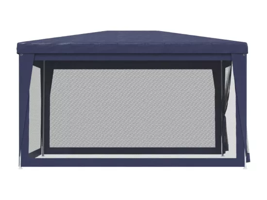 Tente de fête avec 4 parois latérales en maille Bleu 3x4 m PEHD
