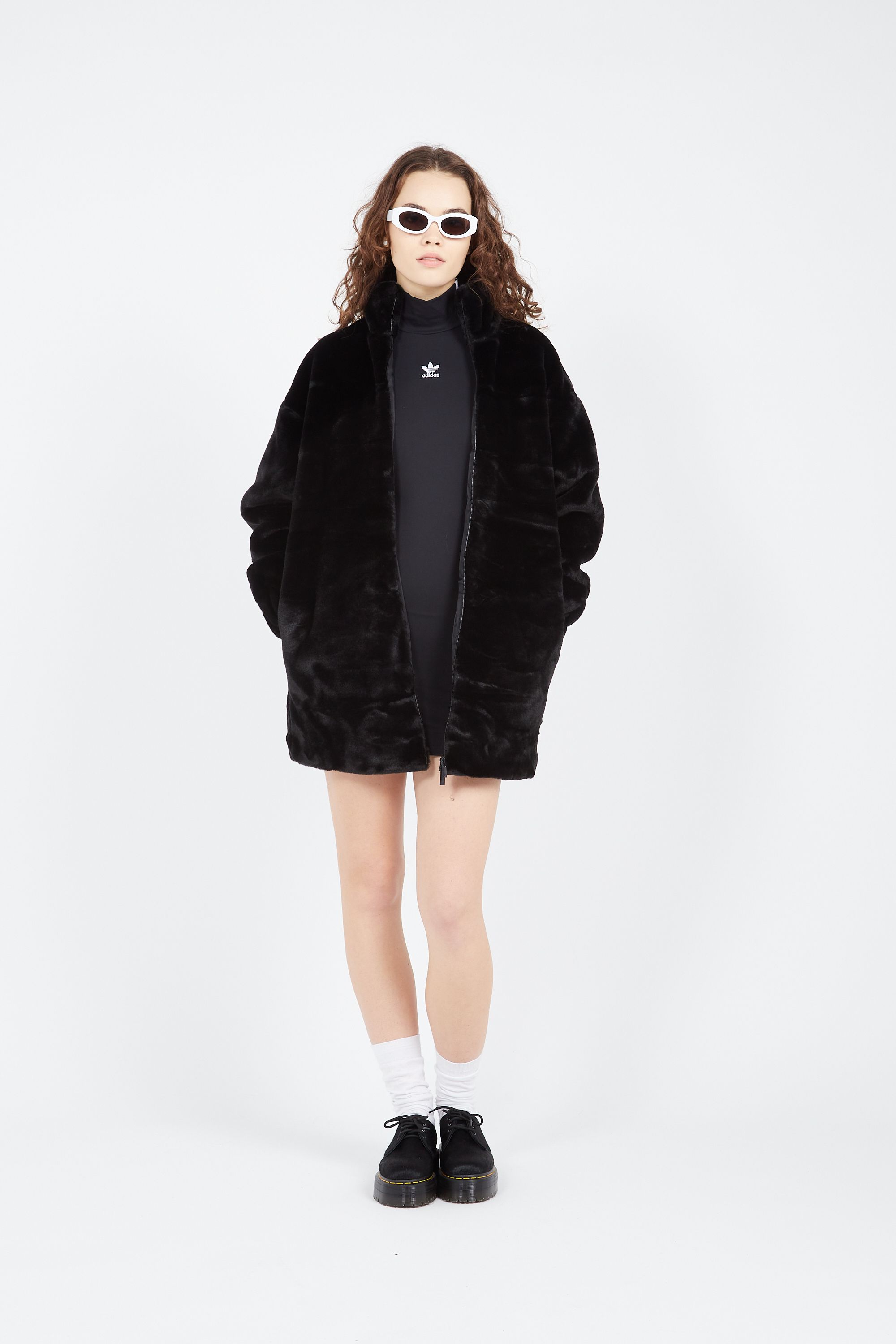 ADIDAS Veste FAUX FUR JACKET Noir