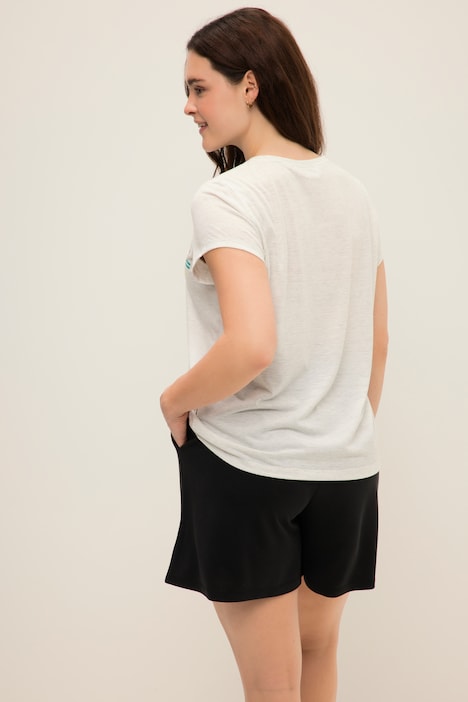 T-Shirt, Rundhals, Halbarm, Print, Melange
