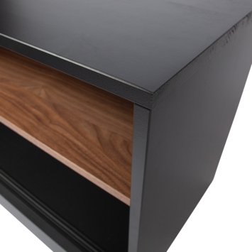WOOOD TV meubel James zwart notenprint grenenhout 50x180 cm