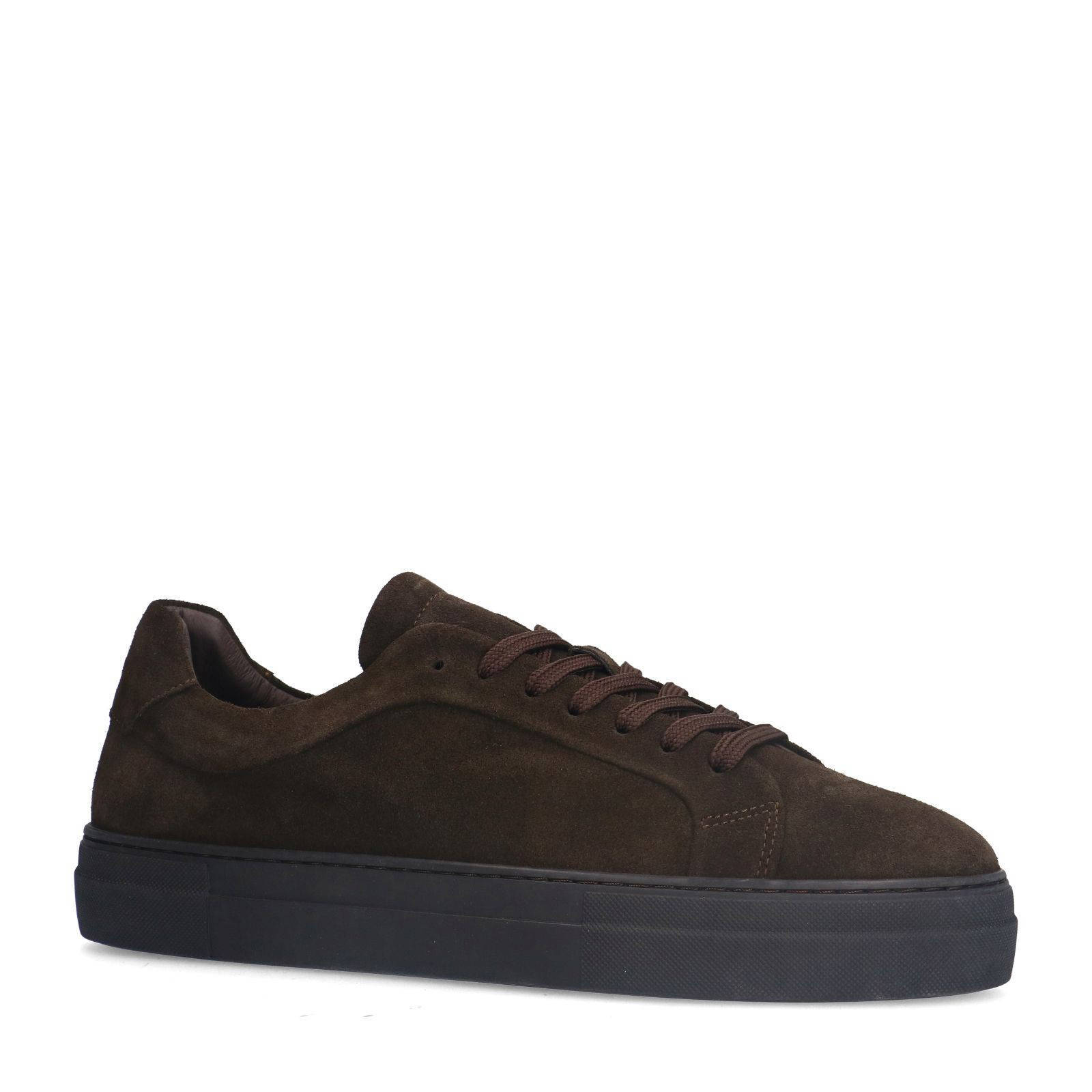 Manfield suède sneakers donkerbruin