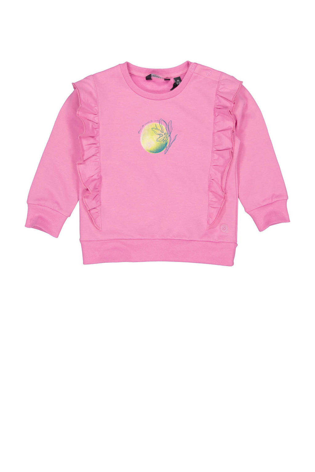 Quapi sweater MANDY met printopdruk en ruches lichtroze