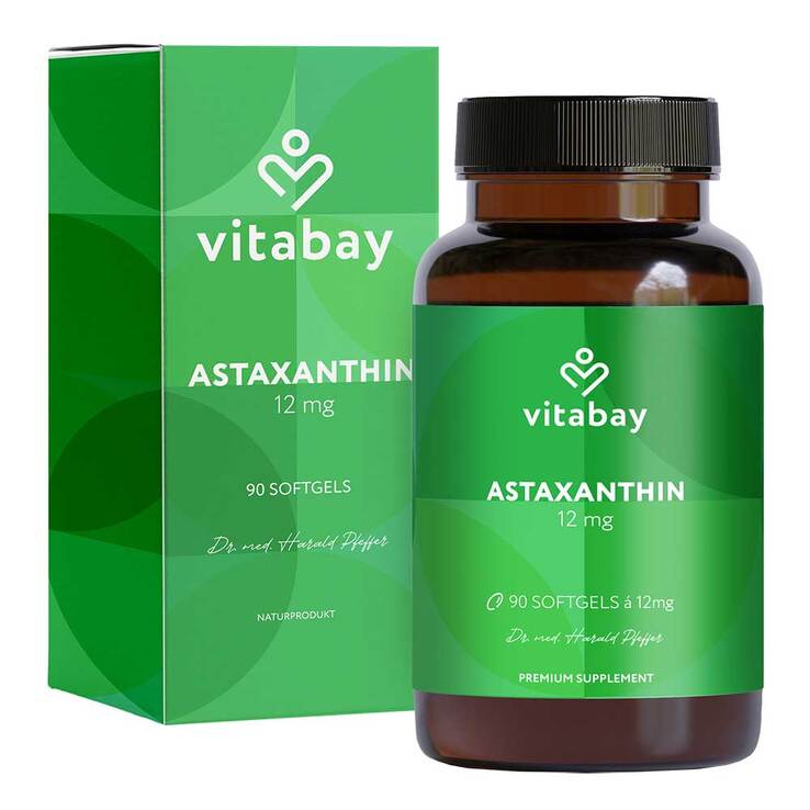 Astaxanthin 12 mg Softgel-Kapseln Mikroalge vegan, 90 St