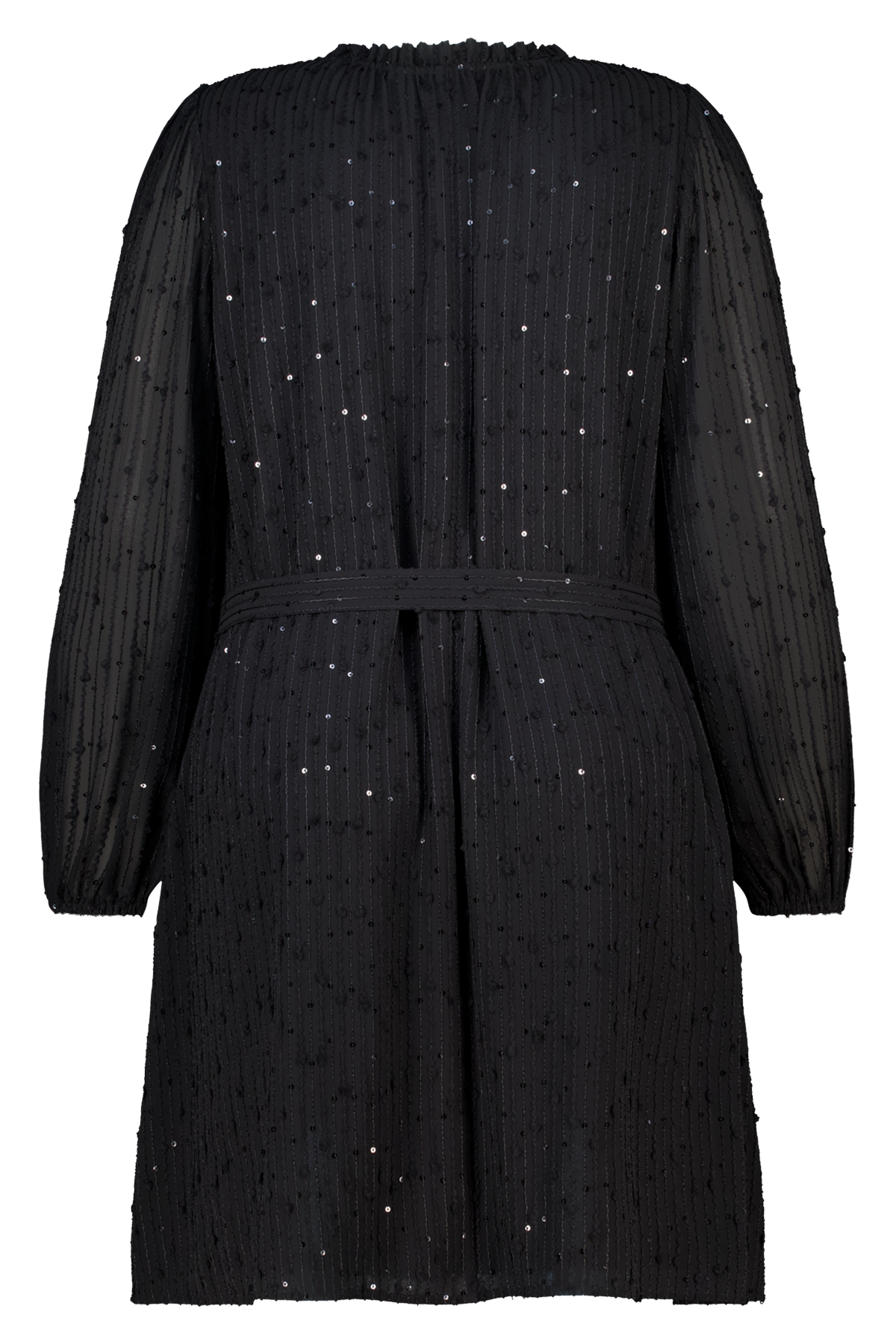 Jurk met glitter pailletten en ceintuur Zwart