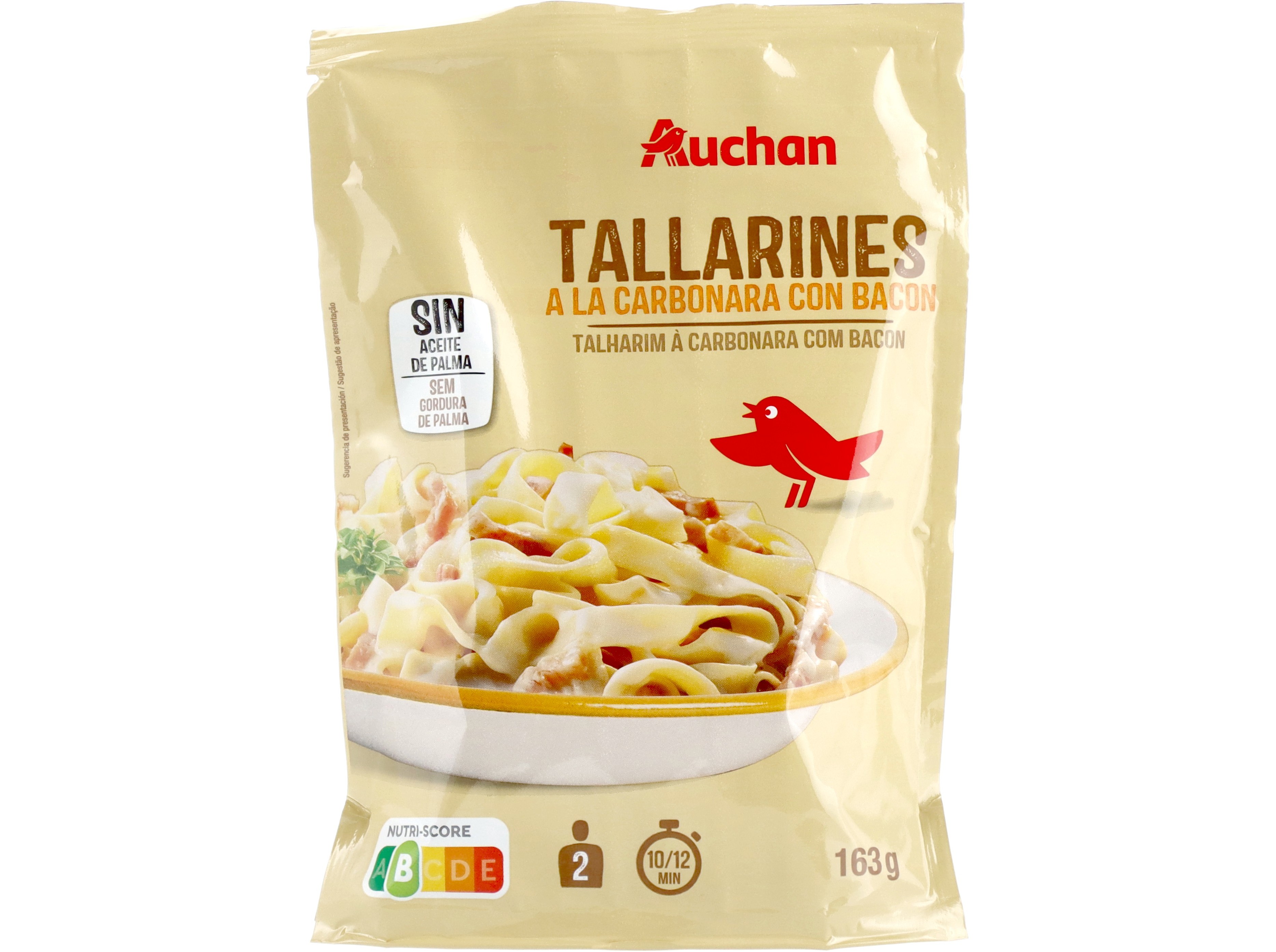 MASSA TALLARINES AUCHAN À CARBONARA C/ BACON 163G