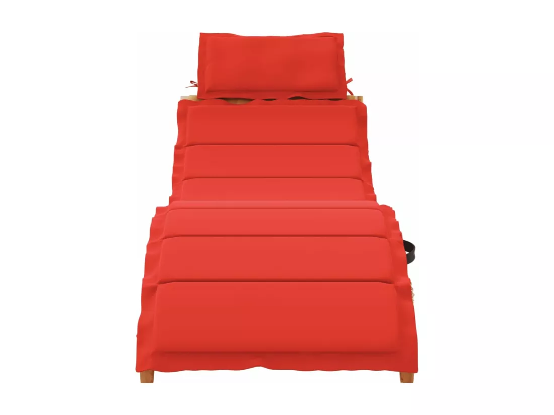 Chaise longue avec coussin rouge bois d'acacia solide