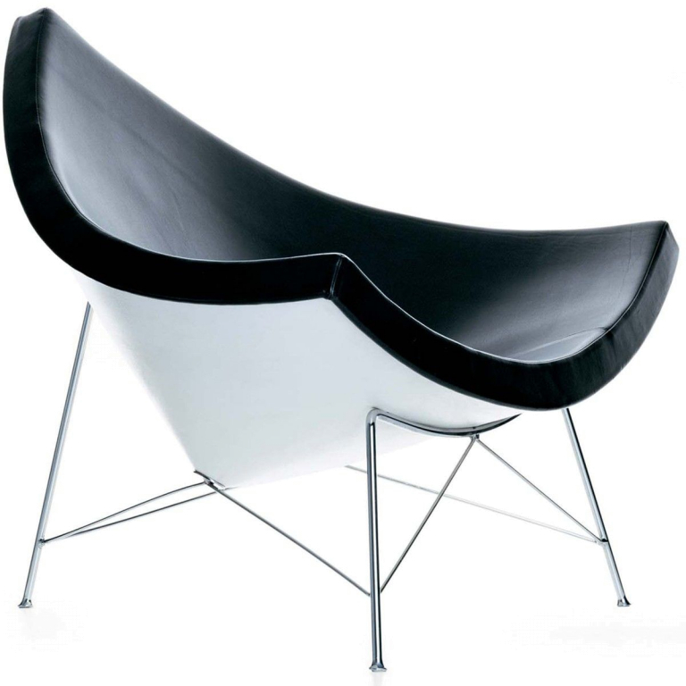 Vitra Coconut fauteuil Leder zwart