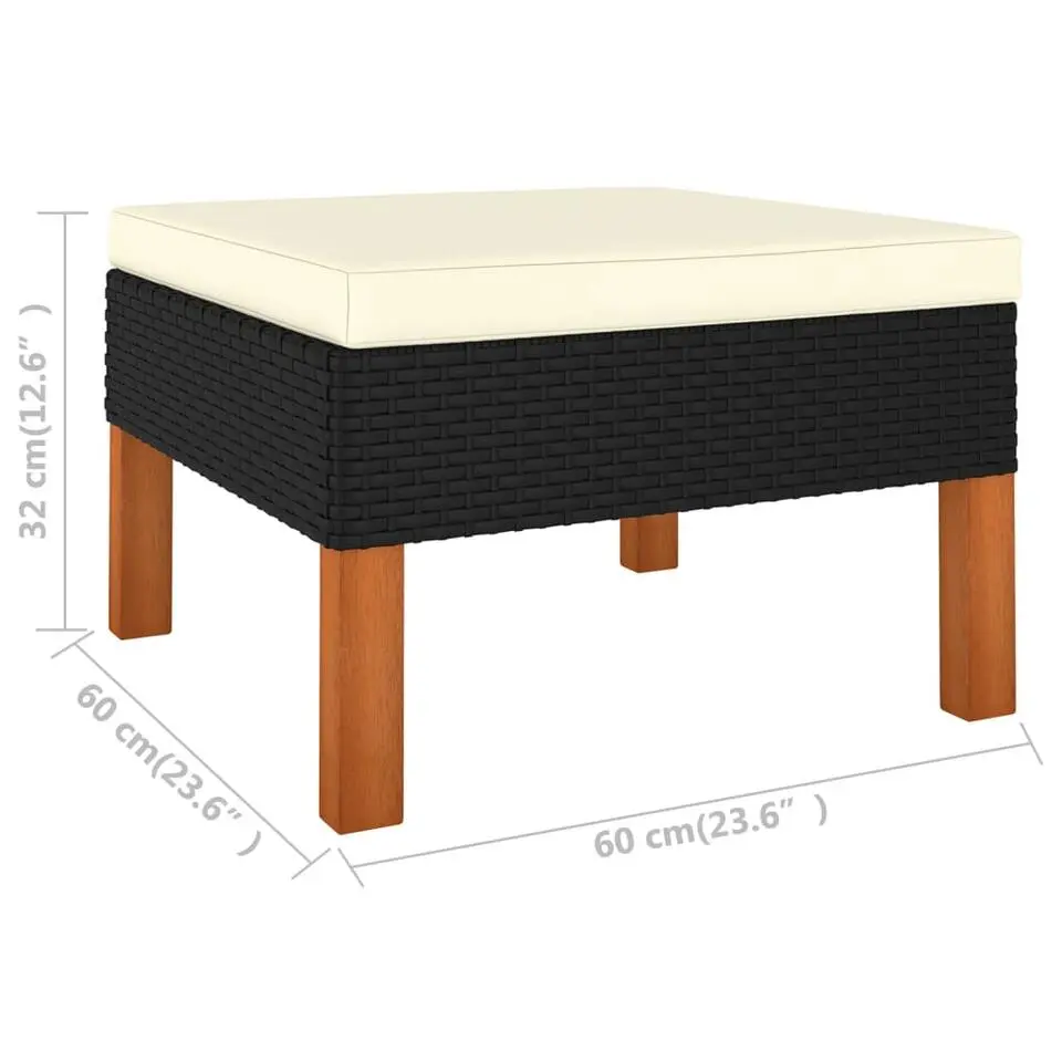 vidaXL - Loungeset - Zwart - Poly rattan - 4 stuks - Met kussens