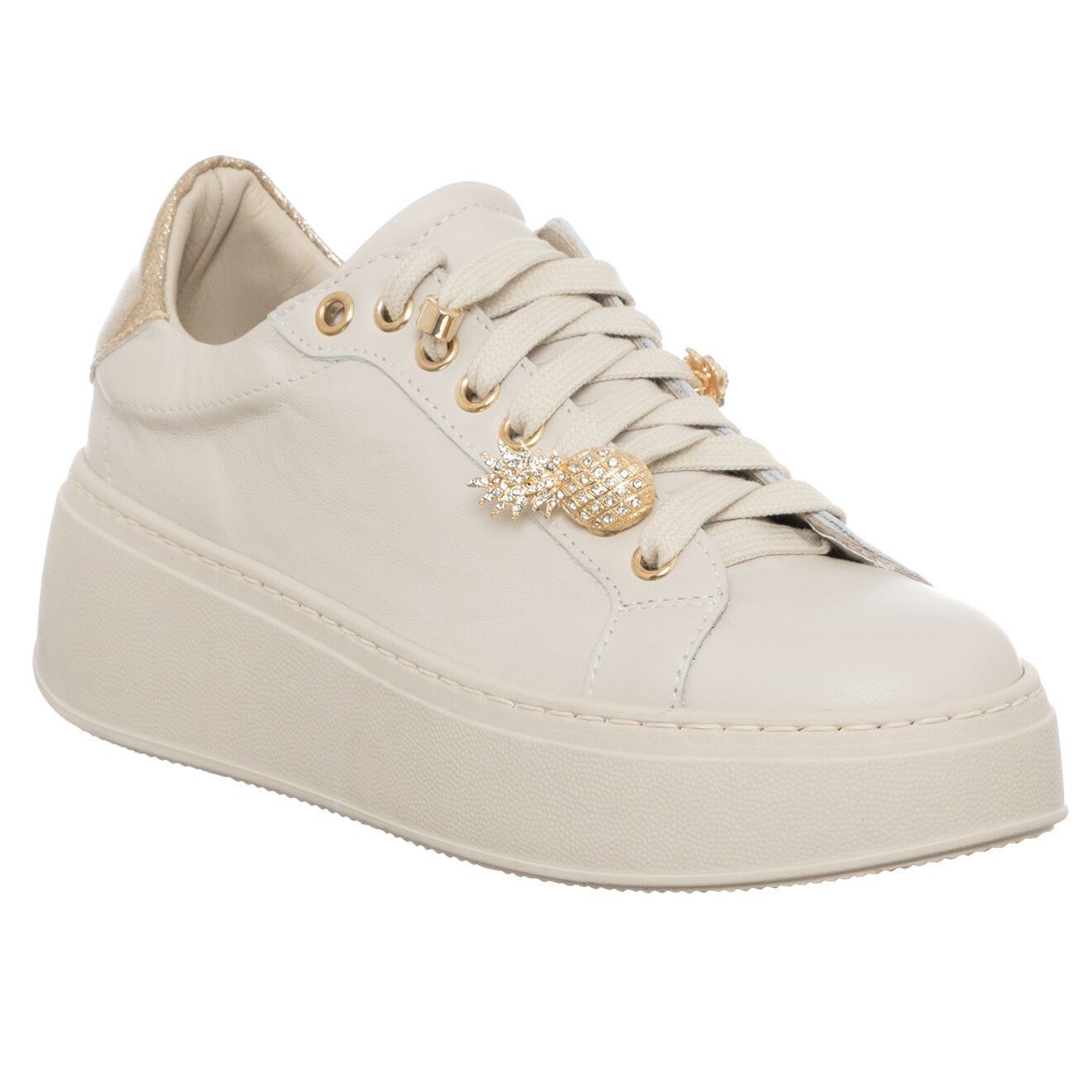 Loretta Pettinari Sneakers en Cuir Pace blanc/platine