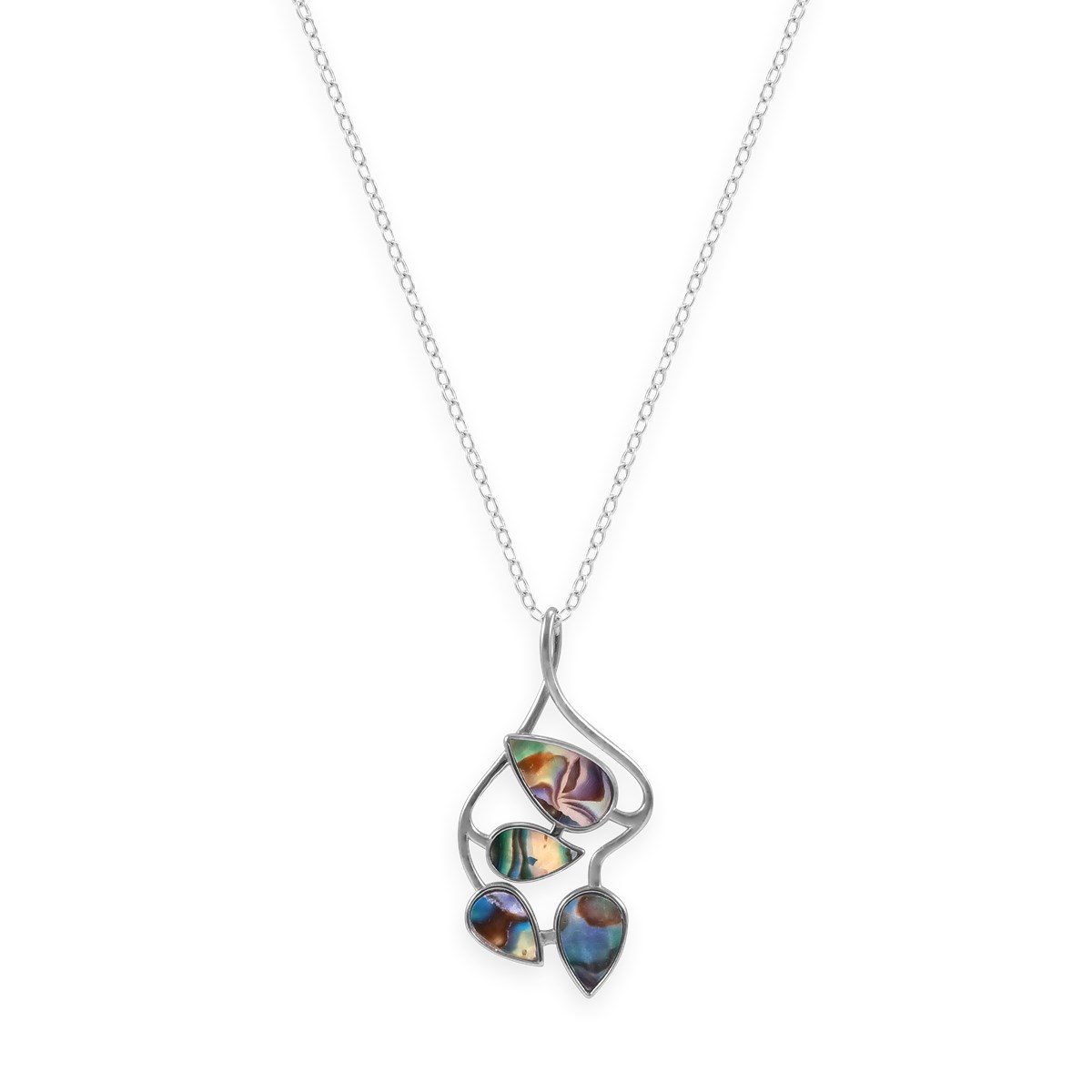Collier en argent 925 rhodié avec nacre