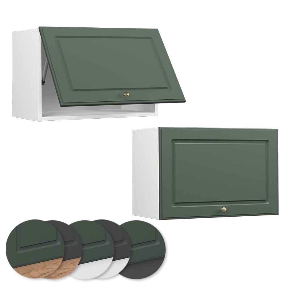 Vicco Hängeschrank Küchenschrank Küchenmöbel Fame-Line Weiß Grün-Gold Landhaus 60 cm Küche Einbauküche Hängeschrank Klapptür Dunstabzugshaube Küchenzeile
