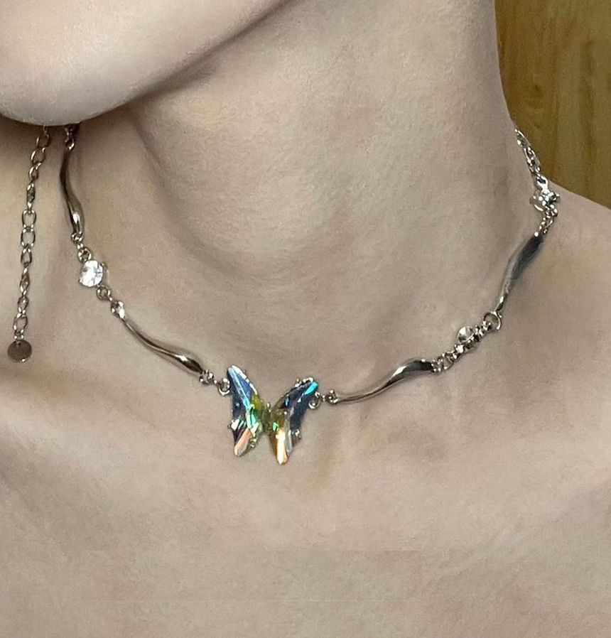 Lilafey - Vlinder-strass-legering choker