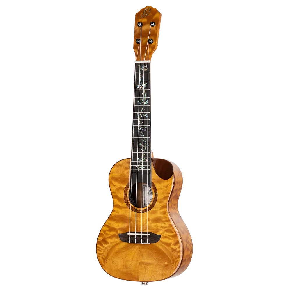 Ortega RUET-QMA Elite Series Concert Size Ukulele Quilted Maple elektrisch-akoestische concert ukelele met gigbag