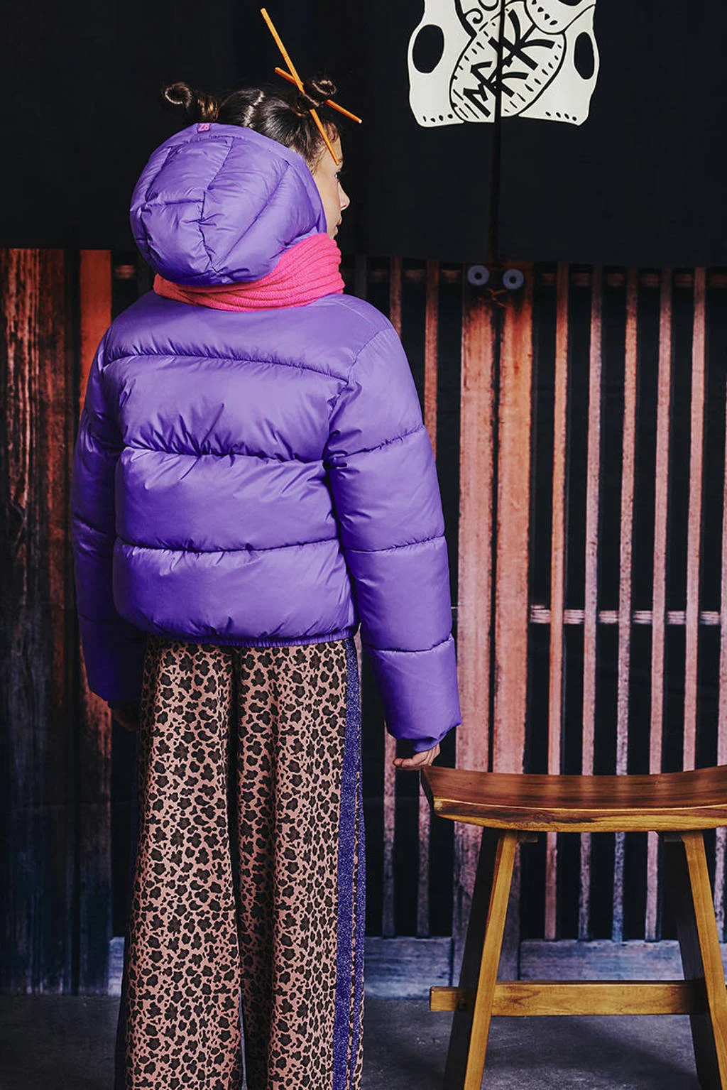 Z8 kids gewatteerde winterjas Tina paars